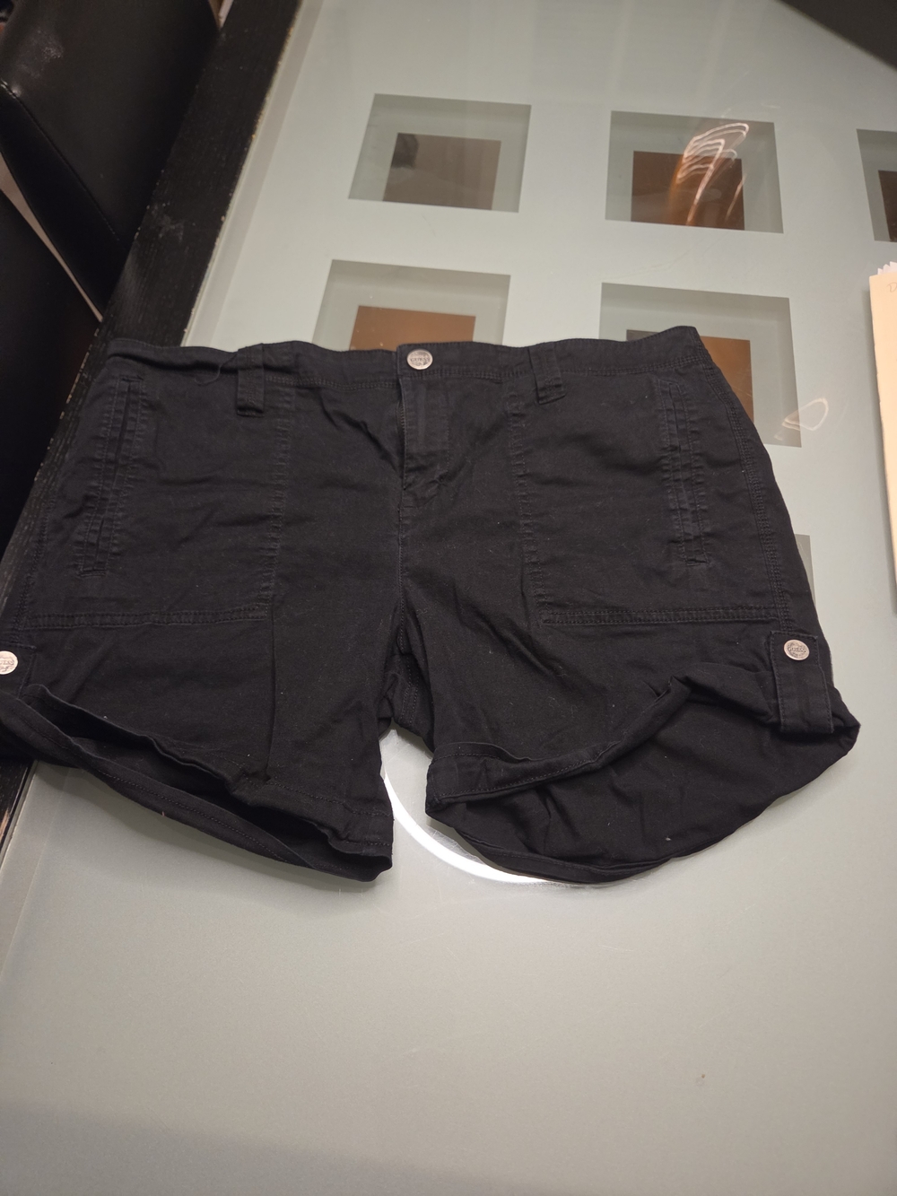 Guess Black Women's Cargo Shorts with Button Tabs